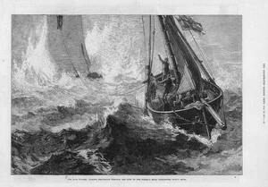 1877 - Impresión antigua CORNWALL Scilly Isles Bishops Rock Lighthouse Storms (137) - Imagen 1 de 1