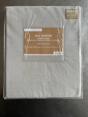 West Elm Silk Dupioni Window Panel 100% Silk Gray Brand New  48x84 - Image 1 of 4