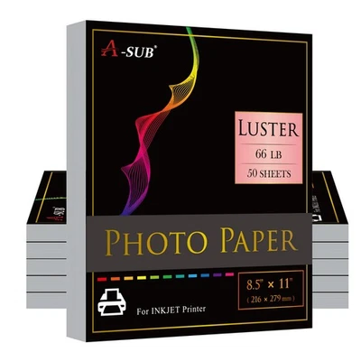 300PK A-SUB Professional Luster Photo Paper 8.5X11 66lb 250g Inkjet Canon Epson - Image 1 of 4