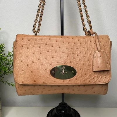 Mulberry Lily Medium Exotic Ostrich Leather Chain Crossbody Shoulder Bag Rare! - Image 1 of 4