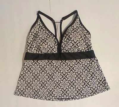 Traje de baño para mujer Top Tankini South Point 16W acolchado negro blanco Plus Foto 1 de 3