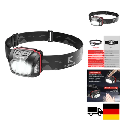 klarus HM1 440 Lumen wiederaufladbare Gestensensor Stirnlampe Kopflampe, 5 Modi