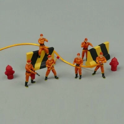1:50 Doll Red Firemen Figures Match Fire Truck Model PeopleHeight 4CM 1.6IN Sets - Image 1 of 4