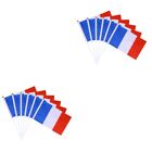  24 Pcs Miniature French Flags on Stick Handheld National Country Small Banner