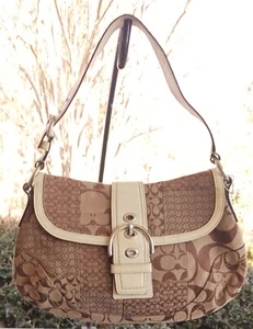 Coach F12316 Vintage Soho Brown Signature C Canvas Patchwork Shoulder Bag - Picture 1 of 19