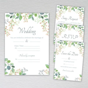 Eucalyptus Wedding Reception Invitations Day Invites Envelopes Save Date Evening - Picture 1 of 28