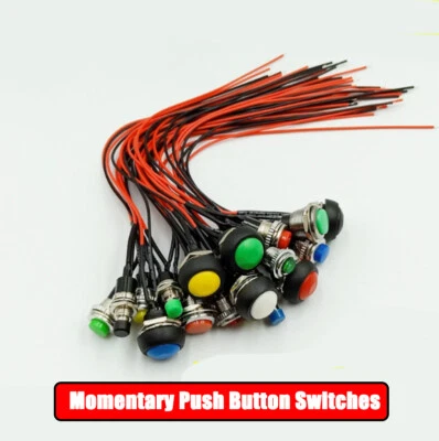 PBS/DS Small Instantaneous Multi-color Reset Start Button Switch with Wire 20CM - Image 1 of 4