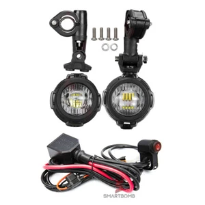 2 FAROS DELANTEROS SUPLEMENTARIOS LED SPOTLIGHTS MOTO FARO + BOTÓN KIT CABLES - Imagen 1 de 9