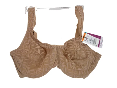 Olga Womens Women's Sheer Leaves Minimizer Bra 36DD NEW French Toast - Image 1 of 3