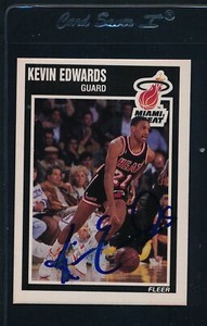 1989/90 Fleer #81 Kevin Edwards Miami Heat Signed Auto *54116