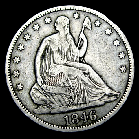 1846 Tall Date Seated Liberty Half Dollar Silver ---- Nice Type Coin ---- #CB974 Cover