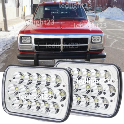 Pair 7x6" 5x7" LED Hi-Lo Sealed Beam Headlights fit Jeep Cherokee XJ YJ Trucks - Image 1 of 4