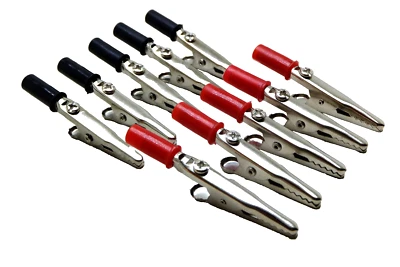 10 Stück ( 5+5 ) 55 mm Krokodilklemmen Metall Rot + Schwarz für Bananenstecker