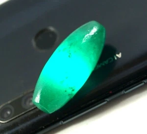 Natural 68 Ct Certified Colombian Green Emerald Rough Barrel Cut Loose Gemstone - Picture 1 of 5