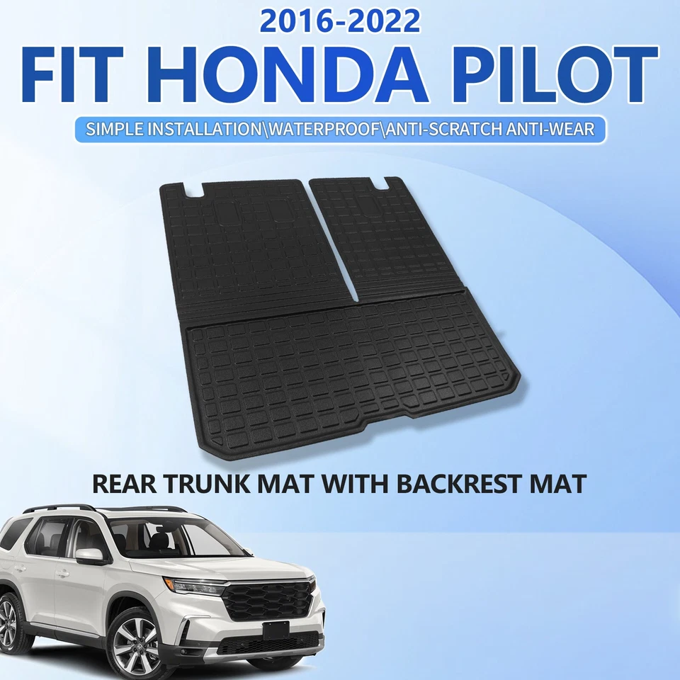 Tapetes de porta-malas traseiros Honda Pilot fit 2016-2023 com tapetes de encosto forros de carga TPE - Imagem 1 de 4
