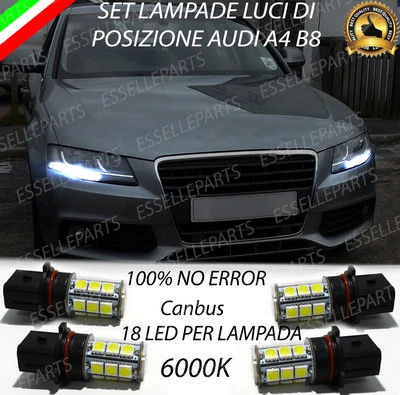 4x LUCI DI POSIZIONE P13W 18 LED DRL 6000K AUDI A4 B8 S4 CANBUS NO ERROR DIURNE - Immagine 1 di 2