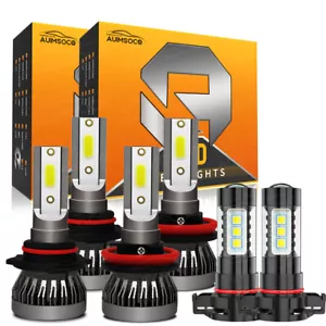 6000K LED Headlight Fog Light Bulbs Kit For Sierra Silverado 1500 2500 2007-2013 - Foto 1 di 18