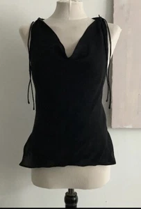 VTG Katayone Adeli 90’s Minimalist sheer 100% Silk Crepe Top, Black Womens Sz XS - Picture 1 of 2