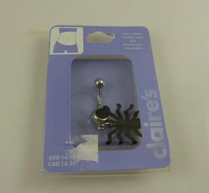 Spider belly button navel ring Crystal piercing naval gothic Halloween black - Picture 1 of 6