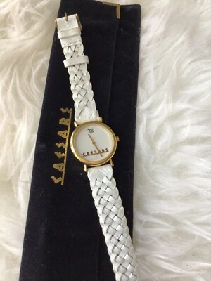 Reloj Pulsera Caesars Palace Vintage Damas Correa de Cuero Blanco Leer Foto 1 de 4