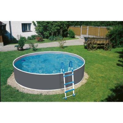 Stahlwandpool Splash Pool Einzelbecken rund 360 x 110 cm grau Skimmer Vlies - Bild 1 von 4
