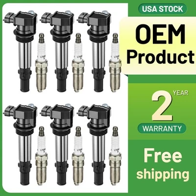 6 Ignition Coils Pack UF375 and Spark Plug For 2009 Buick Enclave 3.6L V6 - Image 1 of 4