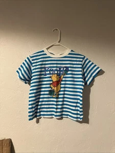 Camisa Winnie the Pooh vintage para niños a rayas pintura azul talla grande Disney - Imagen 1 de 8