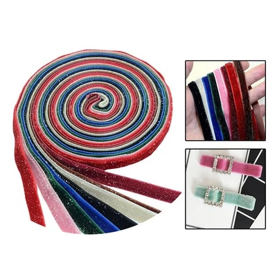8PCS 9mm Glitter Velvet Ribbon Cut-to-size Wrapping - Image 1 of 4