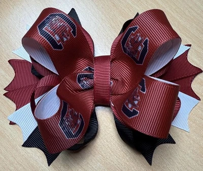 South Carolina Gamecocks Football Sports College Team Inspired Hair Bow - Image 1 of 3