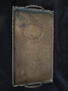 Vintage Antique 1930s Chinese Engraved Tray Solid Brass Handles 9" x 5" - Picture 1 of 7