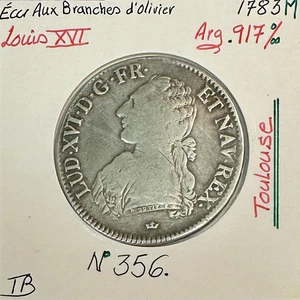 ECU aux Branches d'Olivier (LOUIS XVI) 1783 M - Monnaie en Argent // TB - Foto 1 di 2