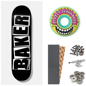 BAKER TEAM BRAND LOGO BLACK/WHITE 8.25" COMPLETE SKATEBOARD - Picture 1 of 7