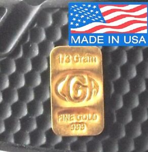 1 /3 GRAM GOLD OF 24K PREMIUM CGA BULLION BAR PURE 999.9 FINE CERTIFIED INGOT !