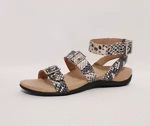 Vionic Sahara Black & White Genuine Leather Orthotic Wide Strap Sandals Womens - Picture 1 of 8