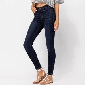 Judy Blue Skinny Fit Jeans Mid-Rise Sculpting Women's 9/29 Dark Wash Whiskered - Imagen 1 de 16