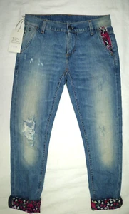 Poetica Distressed Blue Floral trim Jeans size 40 W30 L26 RRP £95 - Picture 1 of 7