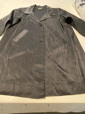 ABRIGO NEGRO VINTAGE ROZAE NICHOLS 100% SEDA LIGERO 3/4 TALLA S/P Foto 1 de 4