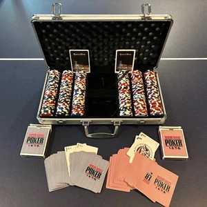 WSOP World Series of Poker Chip Set 300 pcs w/heavy Metal Case - Used 2 Decks - Picture 1 of 13