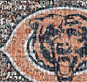 Chicago Bears Mosaic Print Art using over 100 past and present players
