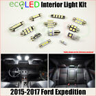 Fits 2015-2017 Ford Expedition WHITE LED Interior Light Package Kit 12 Bulbs