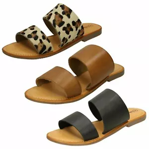 Ladies Leather Collection Double Strap Mules - Picture 1 of 28
