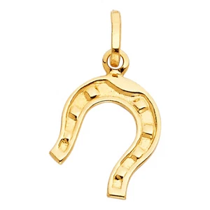 14K Yellow Gold Lucky Charm Horseshoe Pendant For Necklace or Chain - Picture 1 of 4