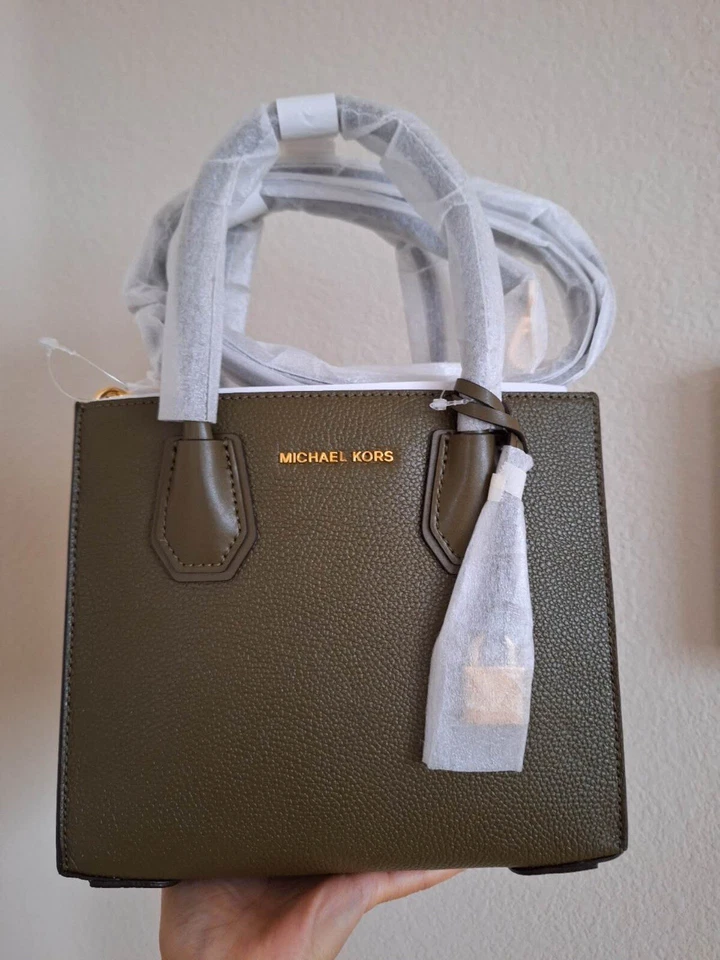 Michael Kors Mercer Medium Accordion Messenger Bag in Olive Green