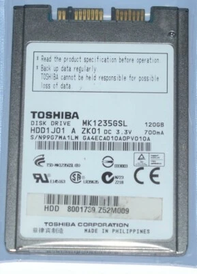 NEW Toshiba MK1235GSL 120GB 1.8" Inch SATA HDD 4200 RPM Hard Drive 5MM - Image 1 of 4
