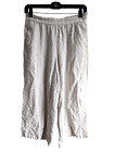 Primark Wide Leg Linen Blend Pinstripe Women's Cropped Pants Khaki Color US 6