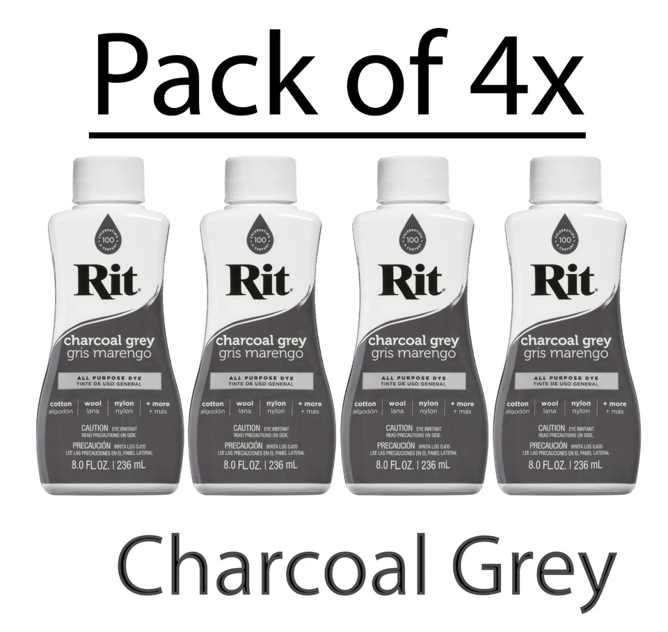 (Paquete de 4) Tinte líquido multiusos Rit, gris carbón 8 fl oz Foto 1 de 4