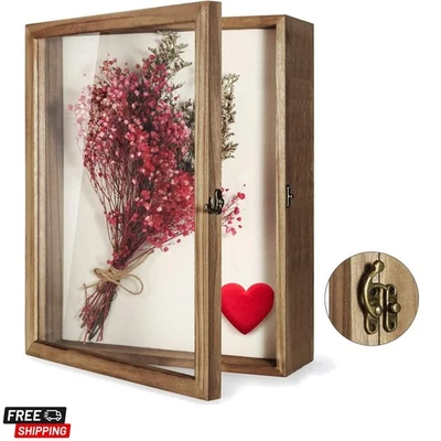 Elegante caja de sombras de montaje en pared 13x16 con vidrio irrompible para recuerdos Foto 1 de 4