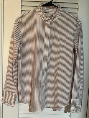 Blusa de algodón Gerard Darel L/S a rayas cuello alto ~ Talla 38/US-6 NUEVA SIN ETIQUETAS Foto 1 de 4