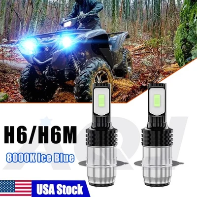 2x blue High/Low 8000k LED Headlight Bulbs for Yamaha Grizzly 350 2007-2016 - Imagem 1 de 4