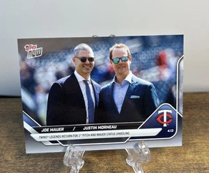 Joe Mauer/Justin Morneau Twins 1st Pitch 2025 MLB Topps NOW Card 68 Statue - Picture 1 of 2